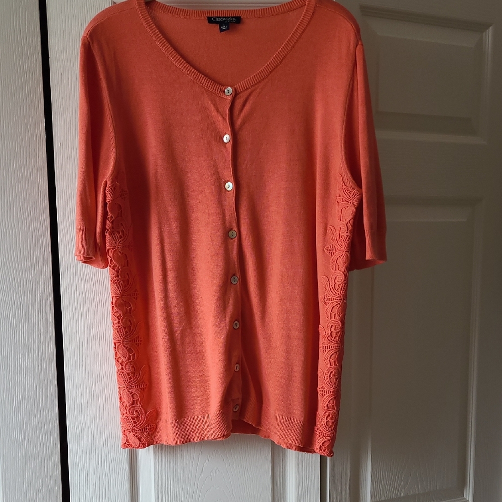 Chadwicks of Boston Elbow Sleeve Button Down Cardigan (L) New Condition